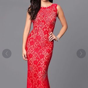 Red & Nude lace Jovani Dress